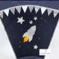 Preview: Set: Rakete - Applikation Aufnäher (silber) mit Bügel Sternen Stern applikationen und Ziernieten