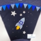 Preview: Set: Rakete - Applikation Aufnäher (blau) mit Bügel Sternen Stern applikationen und Ziernieten