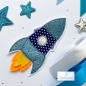 Preview: Set: Rakete - Applikation Aufnäher (türkis) mit Bügel Sternen Stern applikationen und Ziernieten