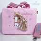 Preview: Kindergartentasche mit Pferd Pony und eingestickten Namen personalisiert bestickt