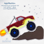 Preview: 3D Applikation Monstertruck Aufnäher rot glitzer