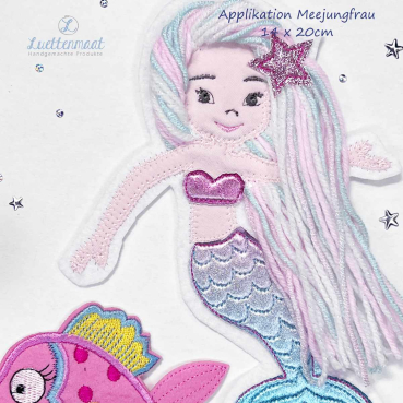 3 D Applikation Meerjungfrau mit Fisch