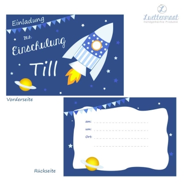 Einladungskarte Rakete weltraum Weltall Astronaut