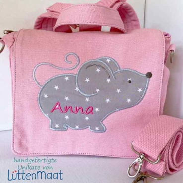 Kindergartentasche mit Maus personalisiert mit Name
