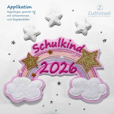 Applikation Aufnäher Regenbogen Glitzersterne