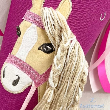 Schultüte helles Pony Pferd und Name aus Stoff personalisiert