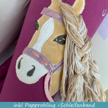 Schultüte helles Pony Pferd und Name spiegelfolie