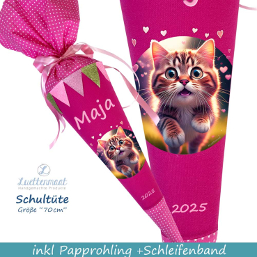 Schultüte Stoff mit Bügelapplikation Hase, Reh, Ballerinaschuhe
