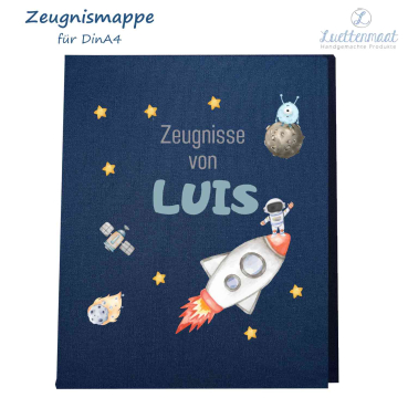 Zeugnismappe mit Bügelbild Rakete