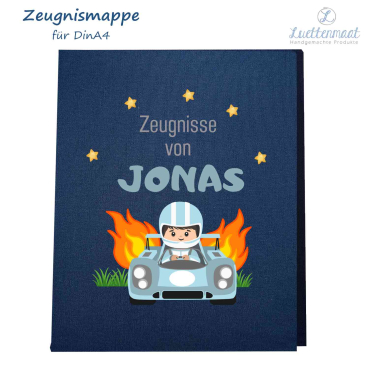 Zeugnismappe mit Bügelbild Rennwagen