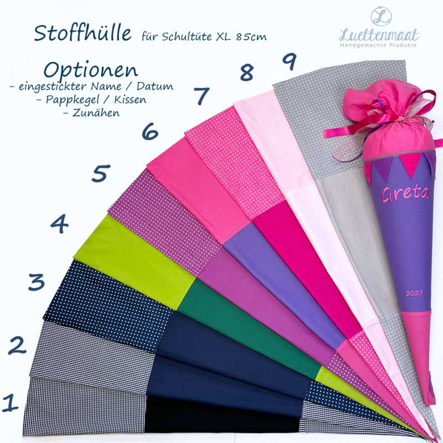 XL Stoffhülle Schultüte 85 cm zum Zunähen