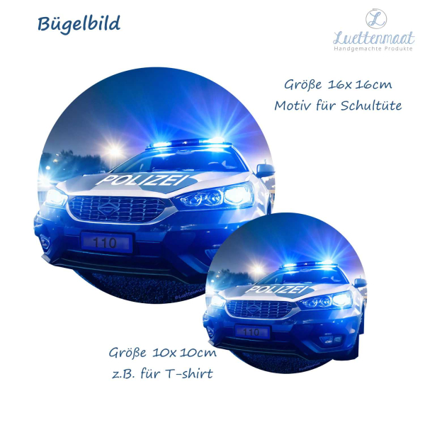 Bügelbild Polizeiwagen Polizei