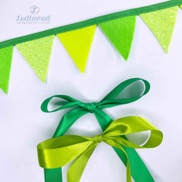 Set Wimpelkette + Zierband und Schleifenband grün dino fussball