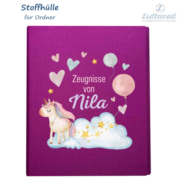 Zeugnismappe mit Bügelbild Einhorn