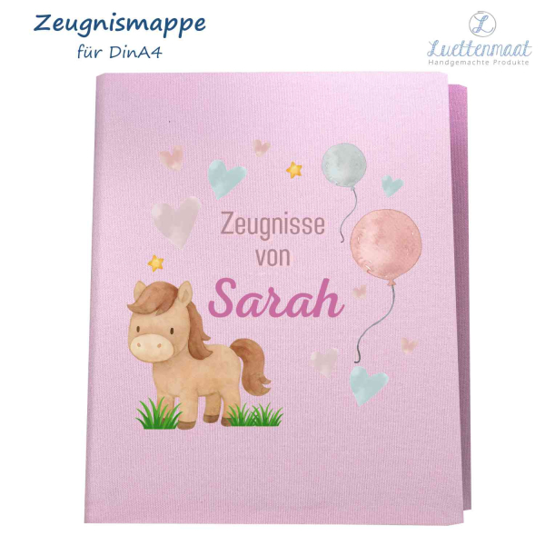 Zeugnismappe mit Bügelbild Pony