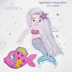 3 D Applikation Meerjungfrau mit Fisch
