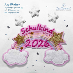 Applikation Aufnäher Regenbogen Glitzersterne