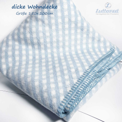 Wolldecke Kuscheldecke 150x200cm blau streifen
